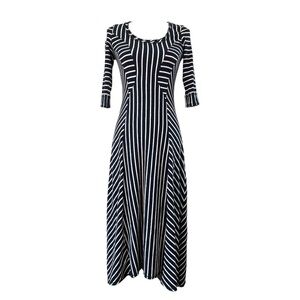 Saturday Sunday Maxi Dress Fit‎ & Flare Black/White Stripes Size XS